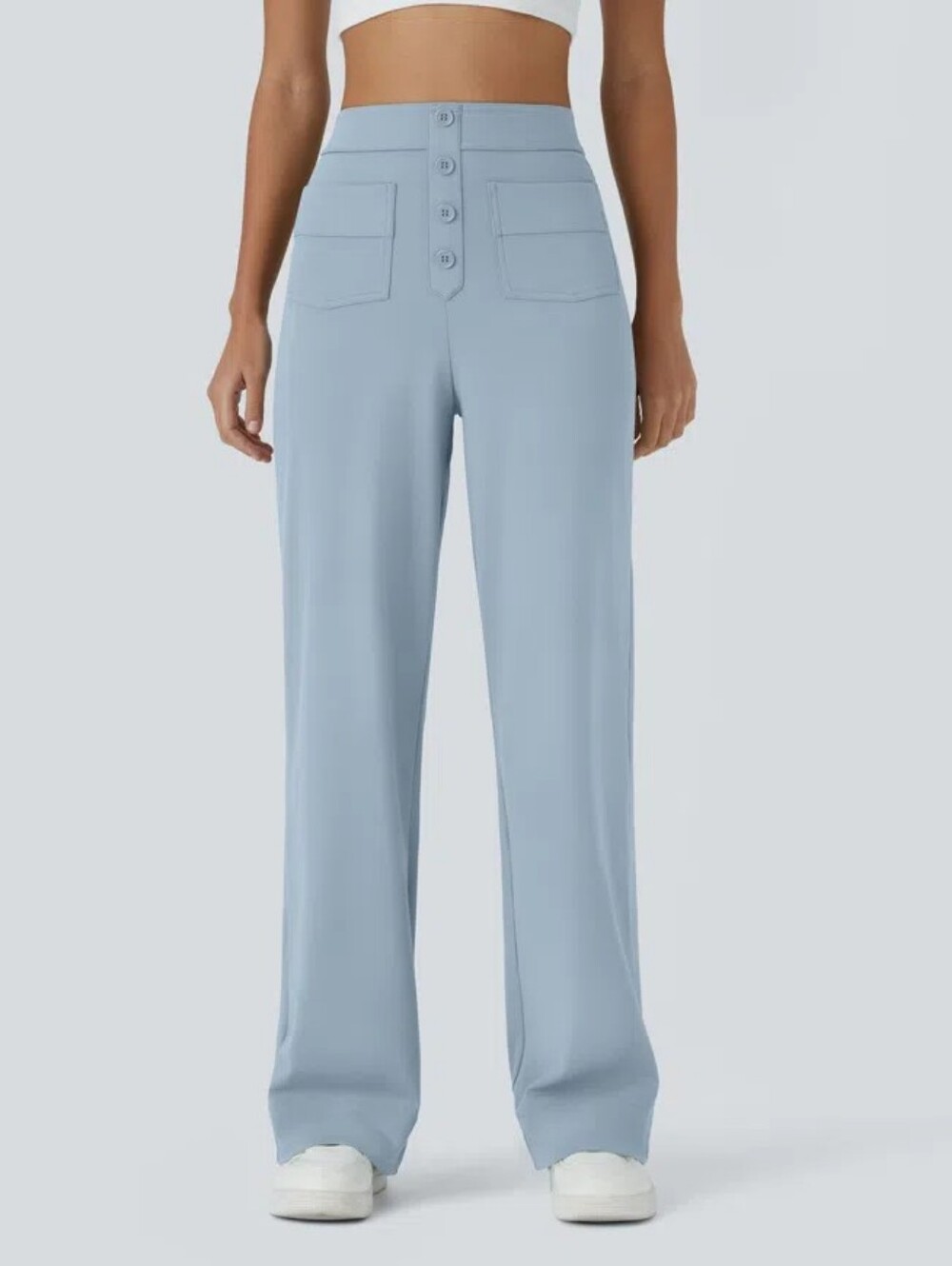NWOT Halara DayStretch Blue Faux Button Pants Size M - Picture 2 of 8